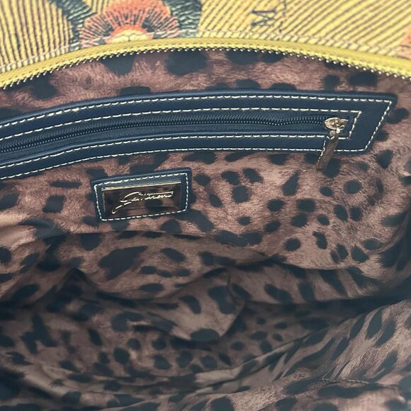 Gattinoni Navy Planetarium Faux-Leather Zip Top & Leopard Lining Purse – US OS - Picture 5 of 12